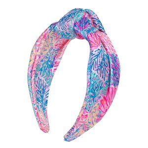 Lilly Pulitzer Splashdance Colorful Knotted Wide Satin Sea reef Seaweed Headband